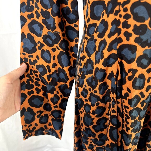 Topshop Animal Print Mock Neck Long Sleeve Bold Statement Dress Size 6 - Picture 5 of 11